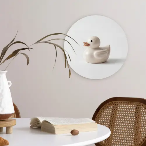 Badeend - Minimalistisch - Wit Wandcirkel kunststof plaat 5mm dik klein -sfeer4