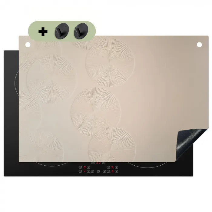 Japandi - Beige - Modern Inductie beschemer met haakjes klein -3d