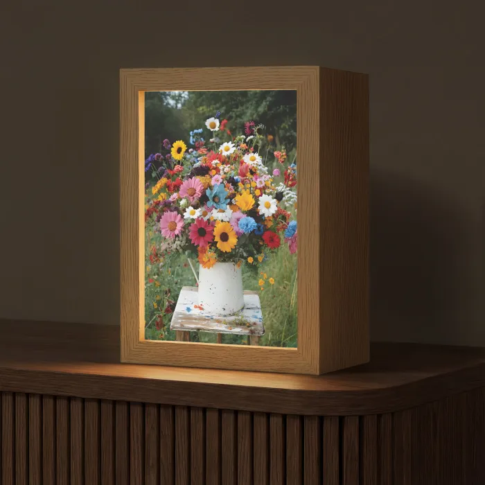 Bloemen - Krukje - Gieter - Veld Light Box met kabel (Tafellamp) klein -z3d_website