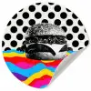 Hamburger - Stippen - Golven - Kleuren Wandcirkel behangsticker klein -3d