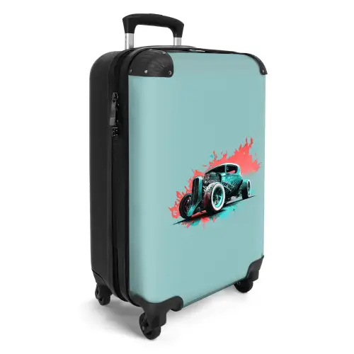 Hotrod turquoise Koffer - NBS - Handbagage middel -productfoto_3d