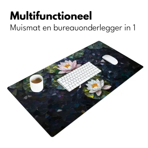 Glasstukjes - Leliebladeren - Vis - Oranje Muismat XXL klein -sfeer4