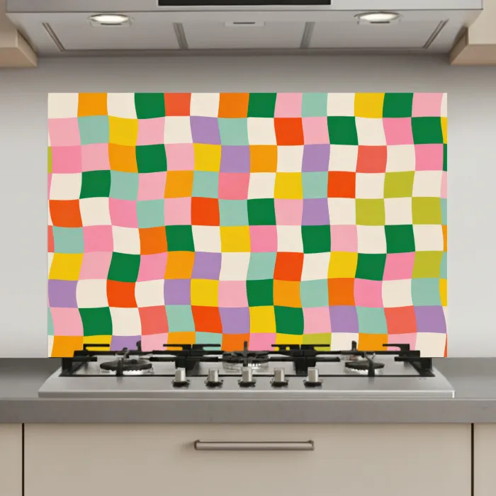 Vierkanten - Kleurrijk - Golvend keuken achterwand spatscherm klein -3d_website