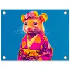 Muis - Kimono - Bloemen - Blauw tuinposter los doek klein -3d