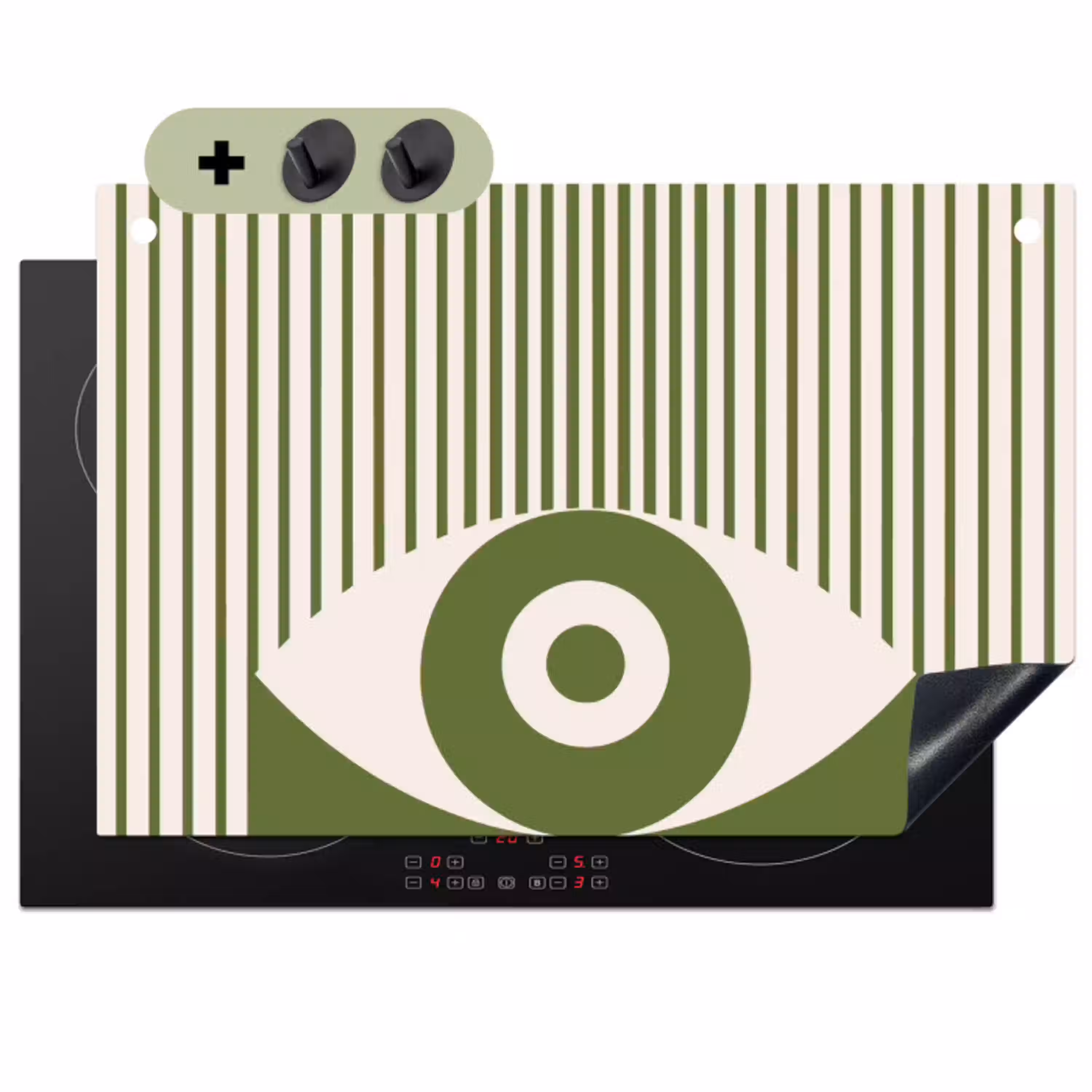 Abstract - Oog - Strepen - Modern - Groen Inductie beschemer met haakjes klein -3d