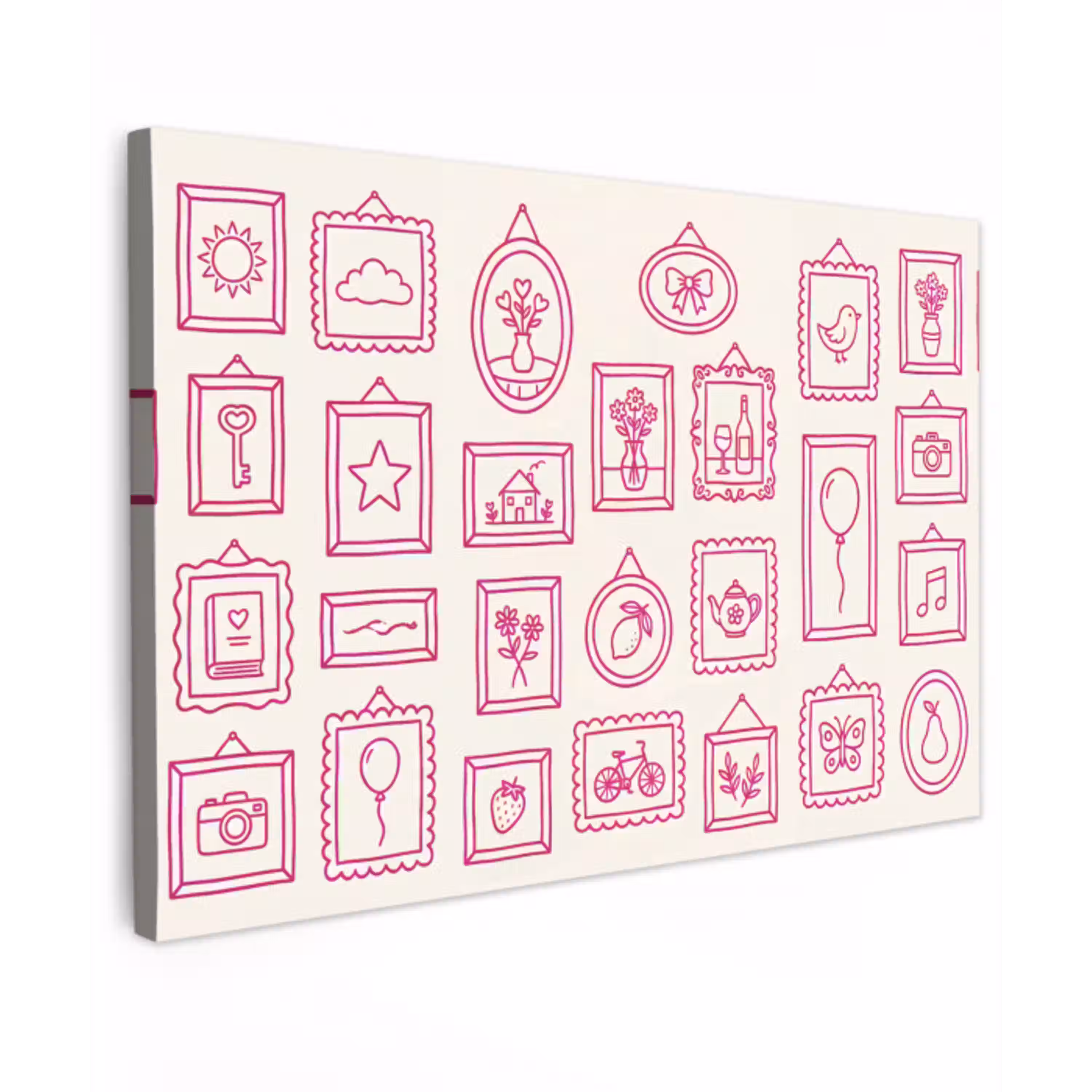 Illustratie - Collectie - Kunst - Minimalistisch - Roze Tuinposter op houten frame 2 cm dik klein -3d