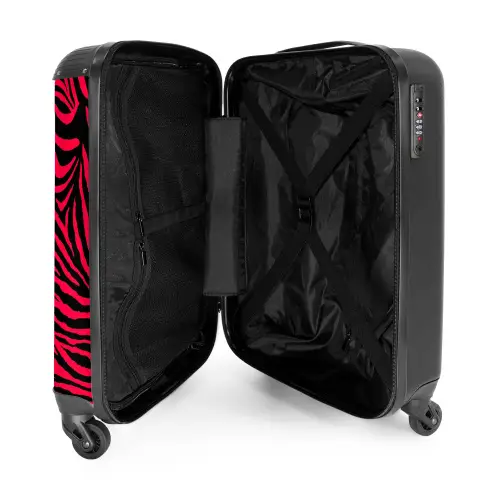 Zebrastrepen in zwart op felroze achtergrond NBS - Handbagage koffer - Volwassenen Unisex middel -binnenkant