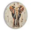 Olifant - Slurf - Mozaïek - Abstract Akoestische PET Vilt - Rond klein -3d