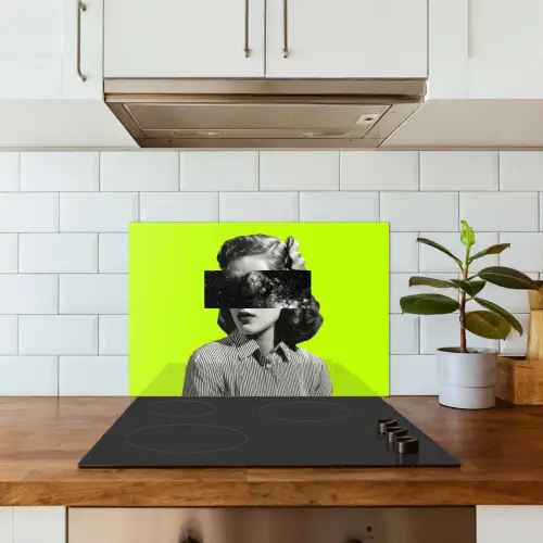 Vrouw - Sterrenhemel - Groen keuken achterwand spatscherm klein -sfeer2