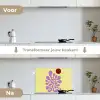 Koraal - Cirkel - Abstract - Geel keuken achterwand spatscherm klein -voor_na_NL