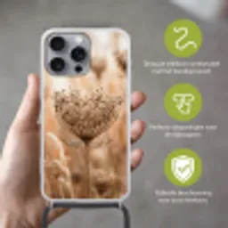 Schermbloem - Droogbloem - Winter - Beige - Minimalistisch Hoesje iPhone 16 Pro Max met koord klein -sfeer2_NL