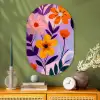 Bloemen - Kleurrijk - Bladeren Wandcirkel Ovaal Glas middel -sfeer2