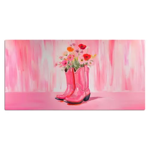 Roze - Bloemen - Cowboy Muismat XXL klein -3d_leeg