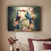 Toekan - Vogels - Bloemen - Natuur - Jungle Textielframe zwart klein -sfeer1