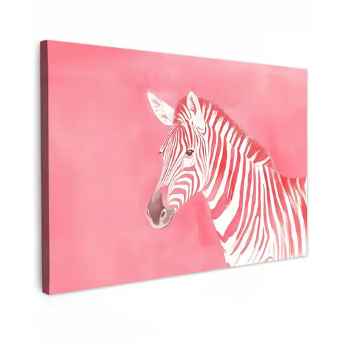 Zebra - Pink - Verf Tuinposter op houten frame 2 cm dik klein -3d