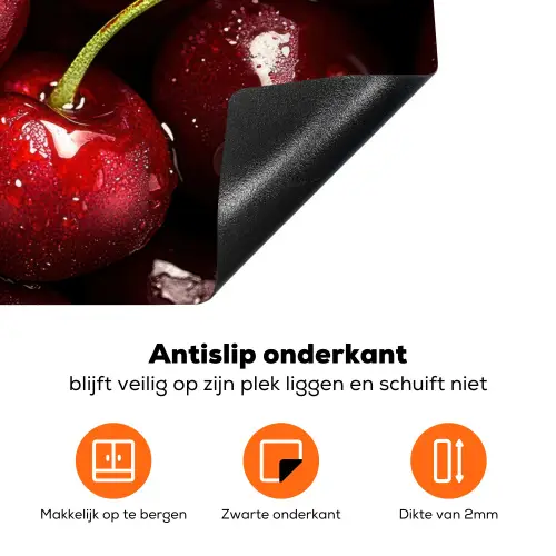 Rood - Fruit - Kersen Inductie beschermer vinyl 3mm klein -zzzzzzz-td-onderkant