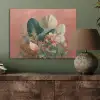 Tropische bladeren - Bloemen - Roze - groen PET vilt klein -sfeer2