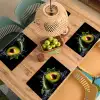 Avocado - Groente - Bladeren - Water - Zwart - Groen Placemat vinyl groot -zzsfeer5_Kitchenyeah-website