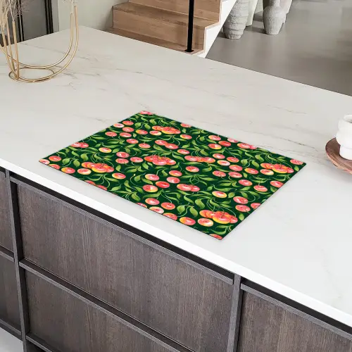 Groen - Rood - Kersen - Bladeren Inductie beschermer vinyl 3mm klein 276 -sfeer8