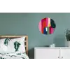 Kleurvakken - Recht - Rond - Abstract Wandcirkel aluminium klein -slaapkamer
