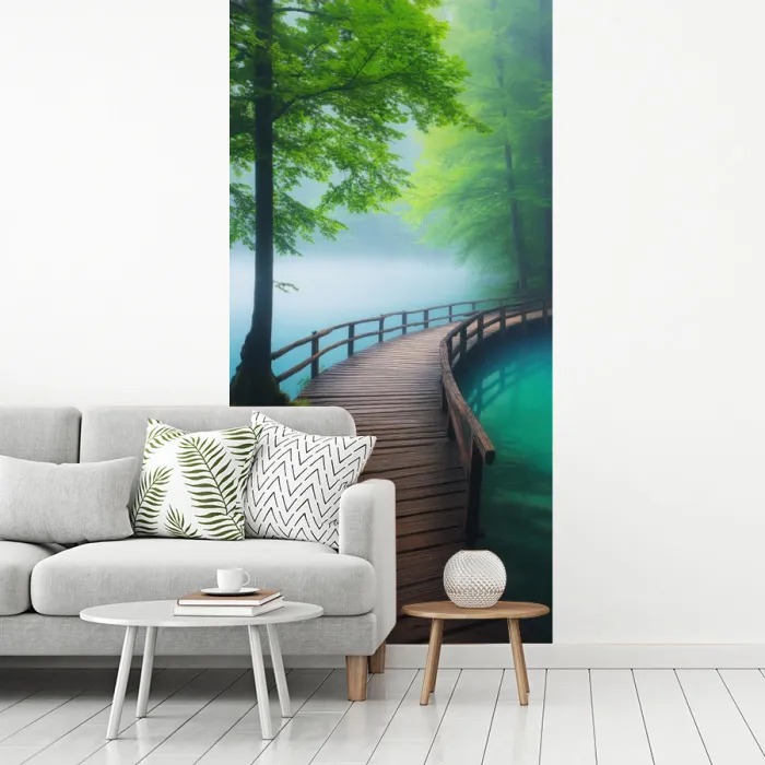 Brug - Water - Rivier - Bos fotobehang vinyl groot -woonkamer