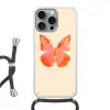 Vlinder - Minimalistisch - Roze Hoesje iPhone 16 Pro Max met koord klein -3d
