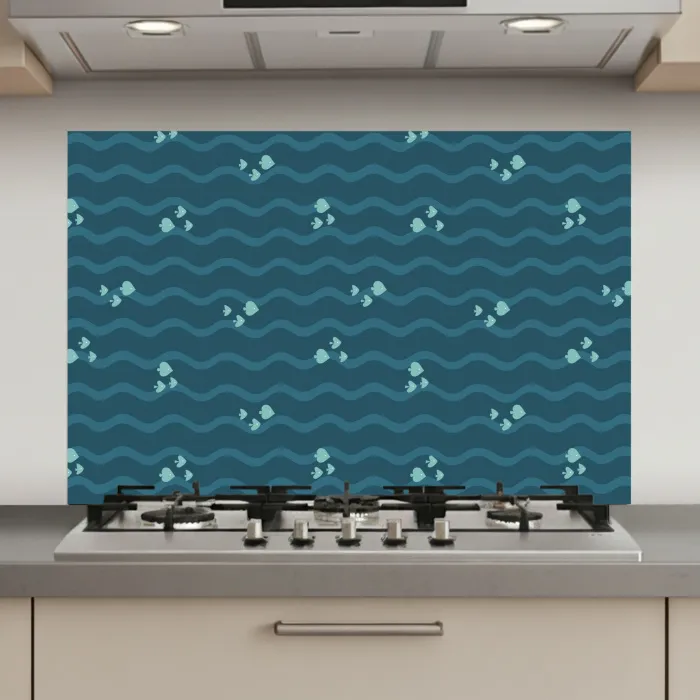 Zee - Donkerblauw - Golf - Vis keuken achterwand spatscherm klein 900 -3d_website