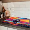 Neushoorn - Zonsondergang - Savanna - Kleurrijk Inductie beschermer vinyl 3mm klein -sfeer3