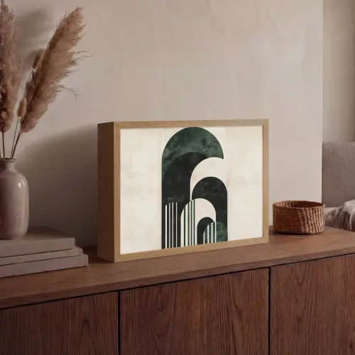 Bogen - Donkergroen - Lijnen Light Box met batterij (Wandlamp) middel -sfeer2