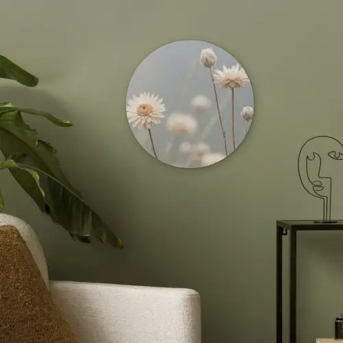 Strobloemen - Wit - Daglicht Akoestische PET Vilt - Rond klein -sfeer2