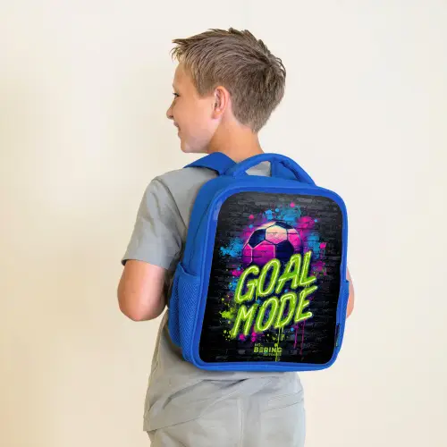 Neon - Graffiti - Voetbal - Kleurrijk Kinderrugzak - Blauw middel -sfeer2