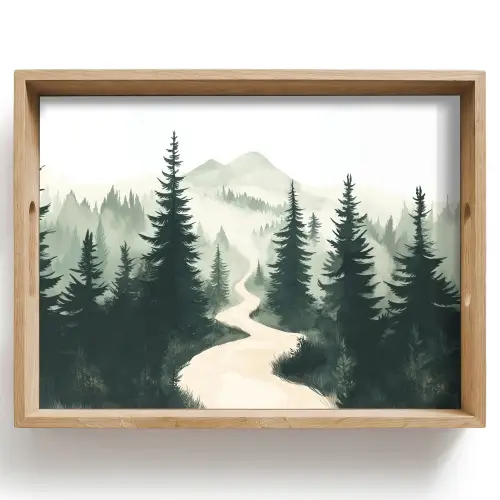 Pad - Bomen - Bos - Illustratie Dienblad Rechthoek middel -z3d_shopping