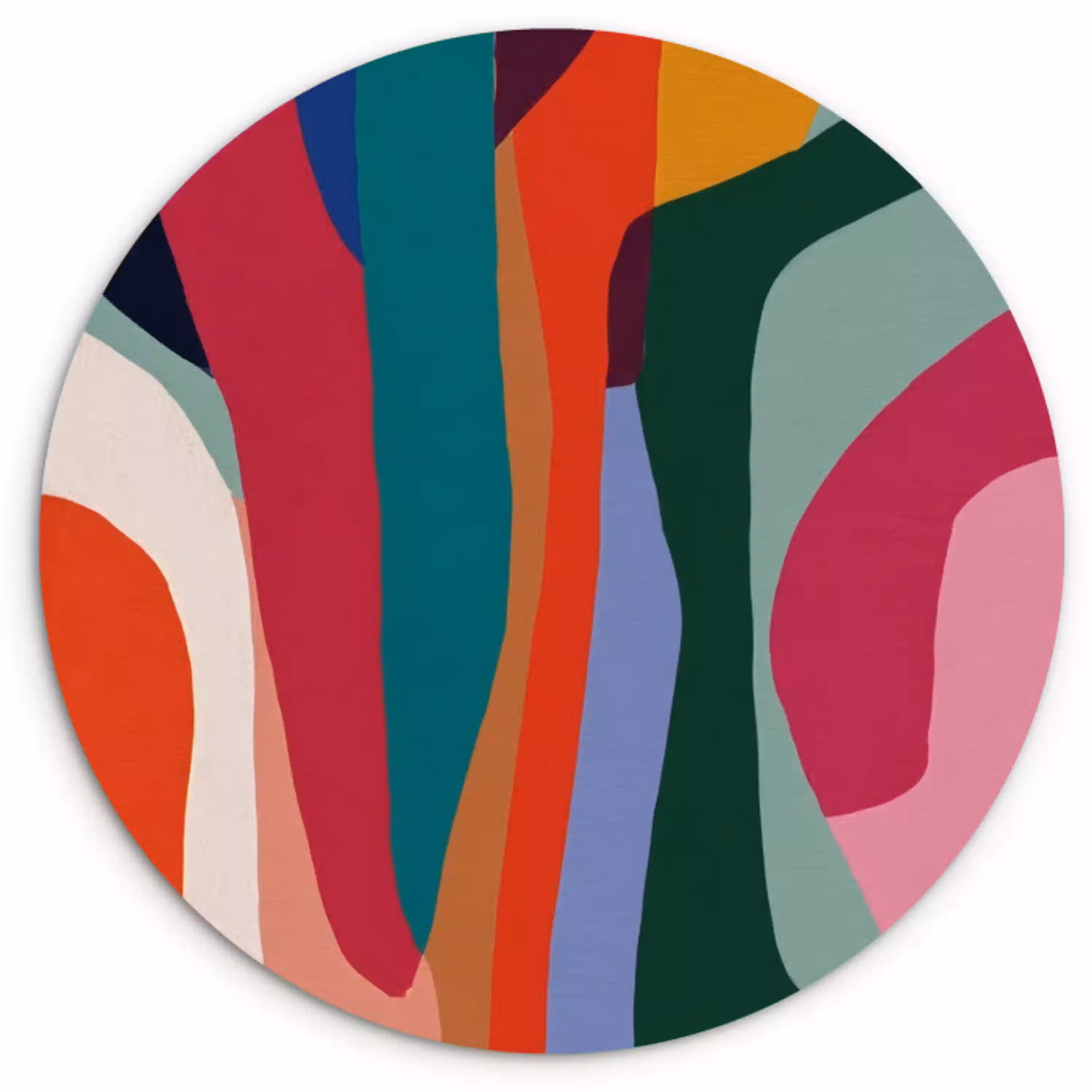 Vormen - Bochten - Kleurrijk - Abstract Wandcirkel kunststof plaat 5mm dik klein -3d