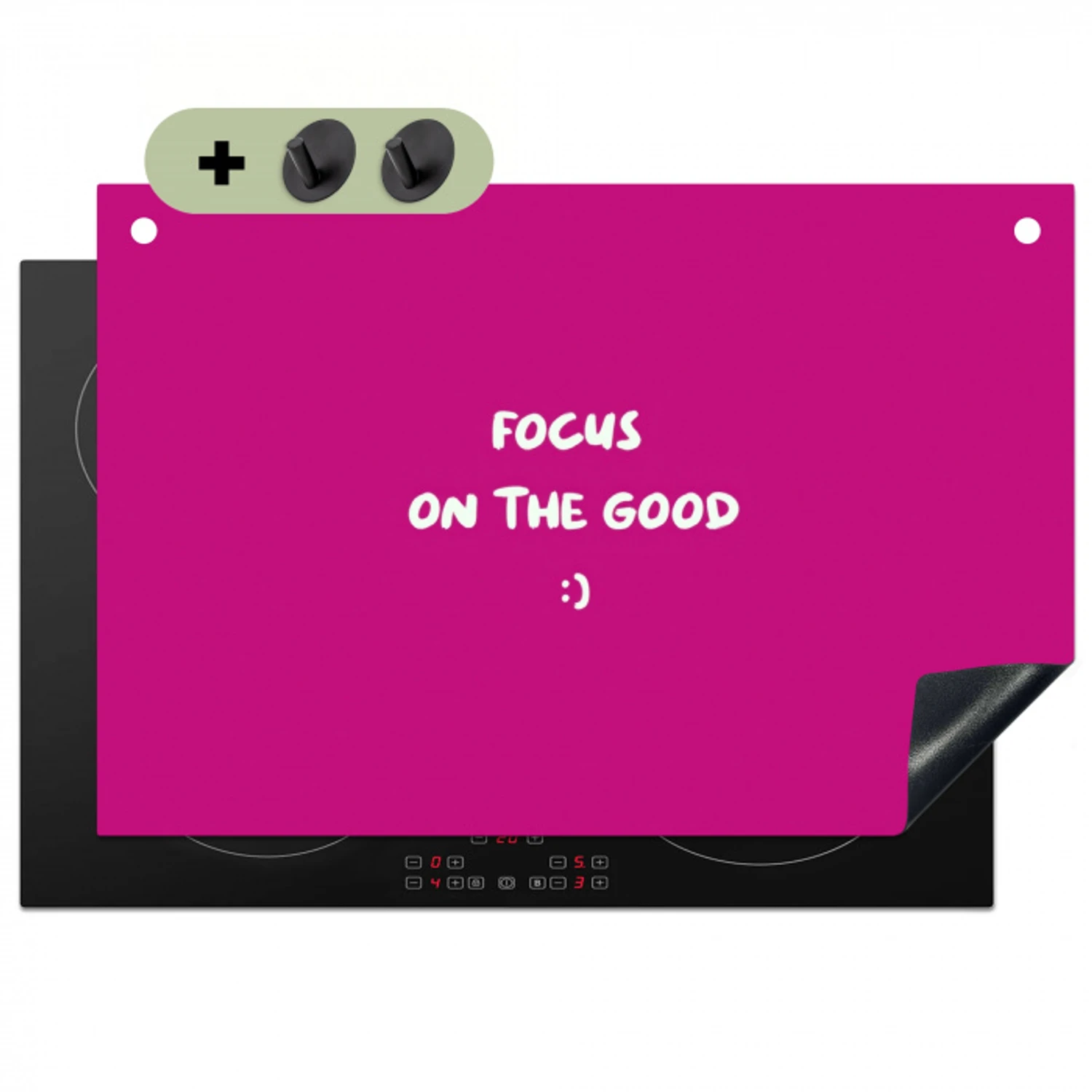 Focus - Smiley - Roze Inductie beschemer met haakjes klein -3d