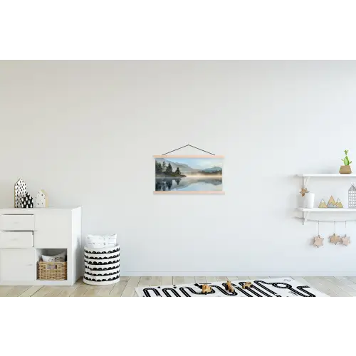 Meer - Mist - Bergen - Landschap textielposter latten blank klein -kinderkamer
