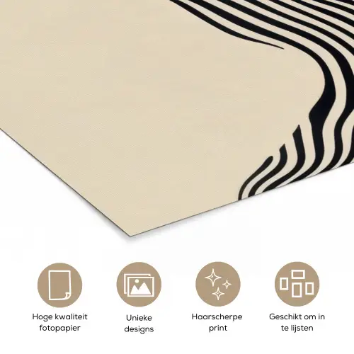 Golvend - Lijnen - Abstract - Silhouet poster papier klein -closeup_NL