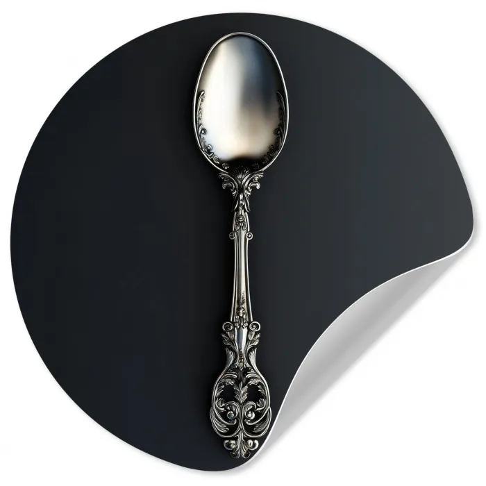 Lepel - Zilver - Metaal Wandcirkel behangsticker klein -3d