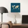 Wereldkaart - Donkerblauw - Beige aluminium wit klein -sfeer5