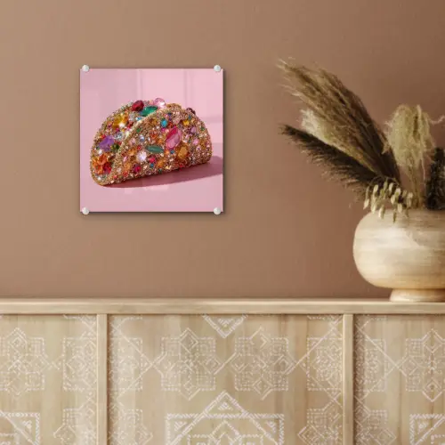 Taco - Kleurrijk - Edelstenen - Goud plexiglas 5mm klein -sfeer5