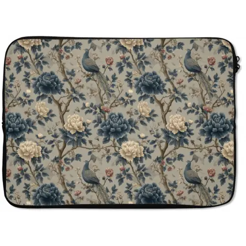 Pauw - Bloemen - Blauw laptophoes neopreen klein 279 -zkaufland3dotto