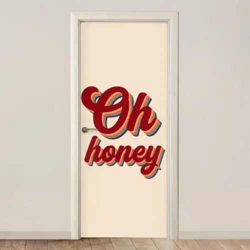 Oh honey - Rood - Schaduw deurposter klein -3d_beige