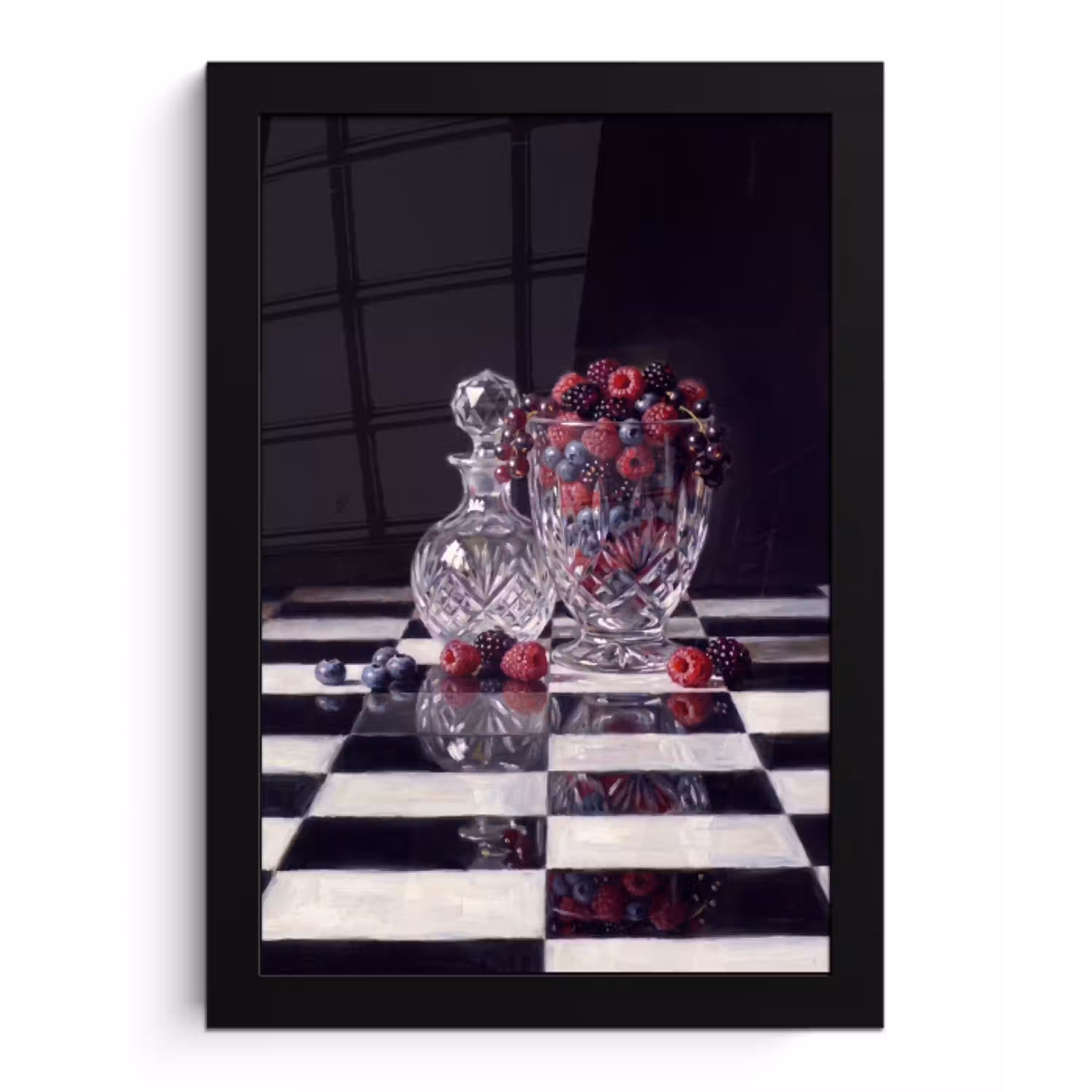 Bessen - Kristal - Stilleven fotolijst zwart zonder passe partout klein -3d