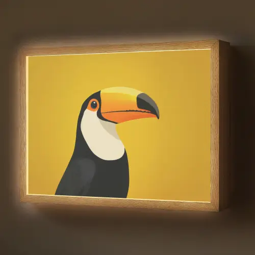 Toekan - Minimalistisch - Snavel - Oranje Light Box met batterij (Wandlamp) middel -z3d_website