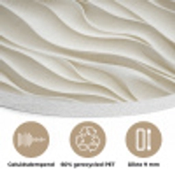 Golven - Wit - Minimalistisch Akoestische PET Vilt - Rond klein 838 -closeup_NL