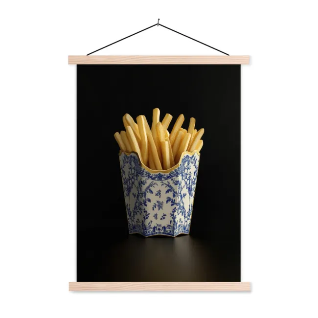 Schoolplaat - Friet - Porselein - Delfts blauw - Eten