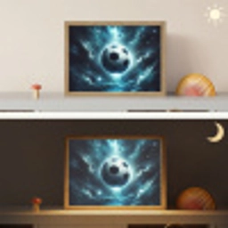 Voetbal - Galaxy - Ruimte - Sport - Blauw Light Box met batterij (Wandlamp kind) middel -sfeer3_kind