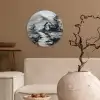 Hut - Grijs - Bergen - Mistig Wandcirkel kunststof plaat 5mm dik klein -sfeer1
