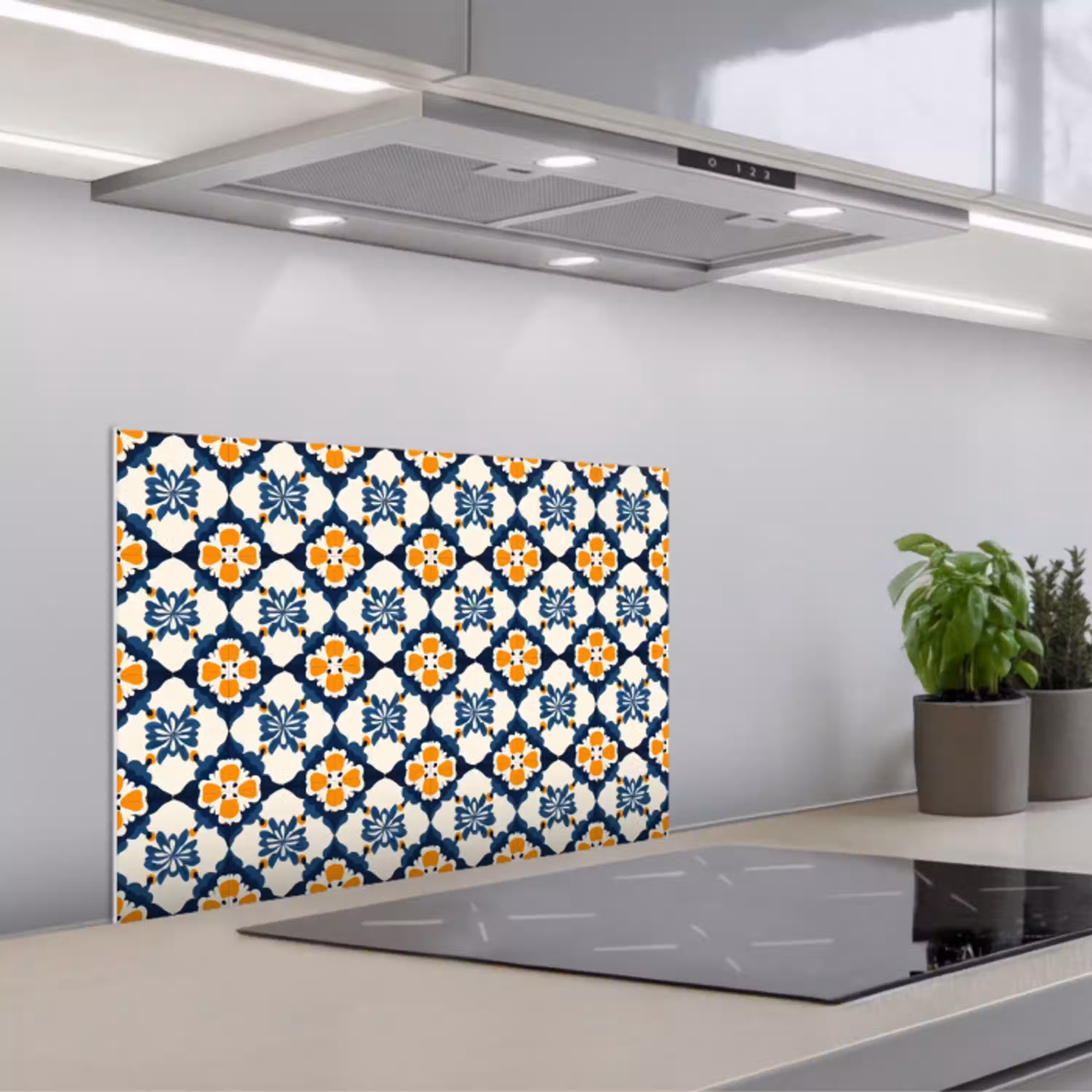 Klassiek - Geometrisch - Blauw keuken achterwand spatscherm klein 900 -3d_schuin