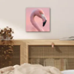 Flamingo - Portret - Roze aluminium wit klein -sfeer3