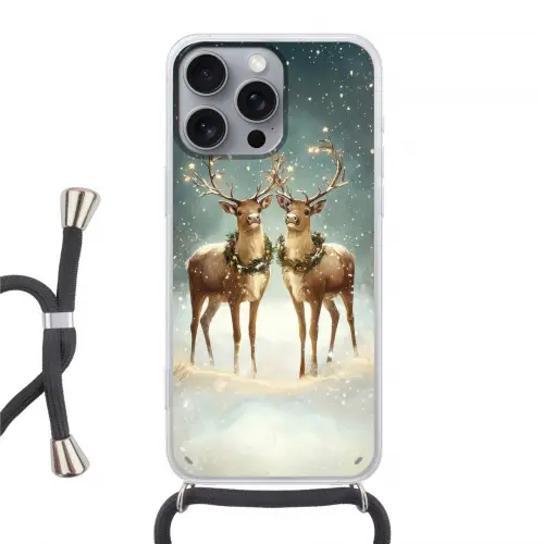 Kerstmagie - Winterwoud - Rendier Hoesje iPhone 16 Pro Max met koord klein -3d